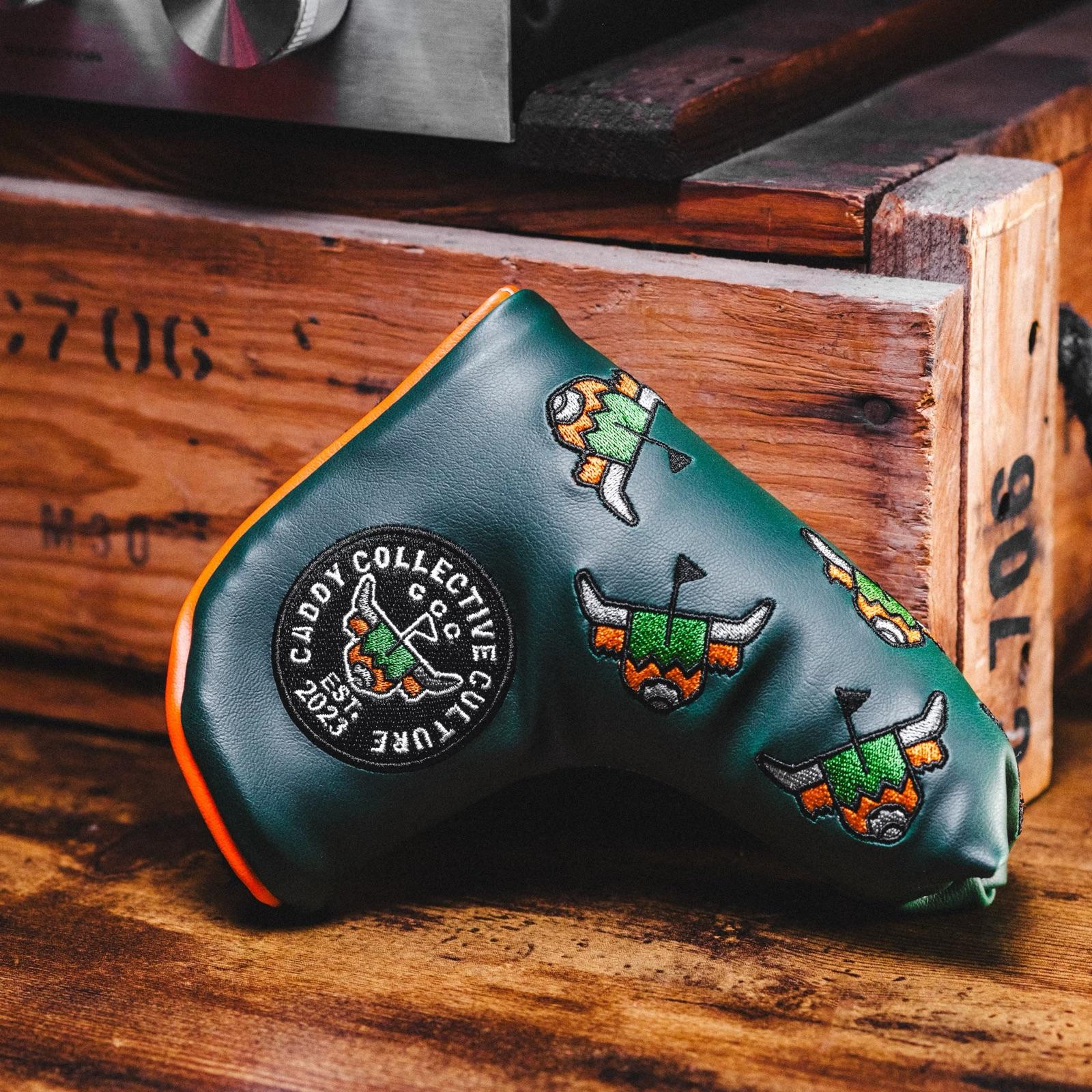 golf blade putter headcover with dancing logos magnetic closure