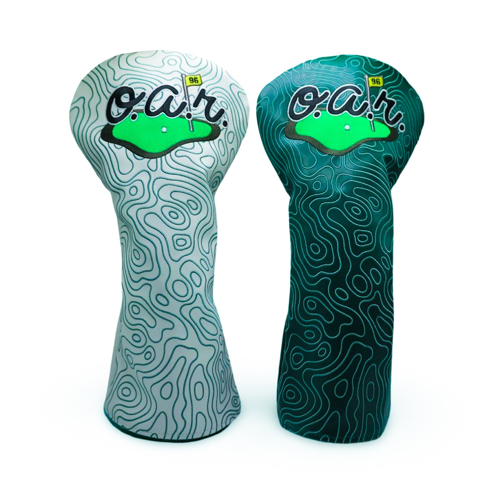 Dark green and white O.A.R. topographic driver headcover by Caddy Collective Culture