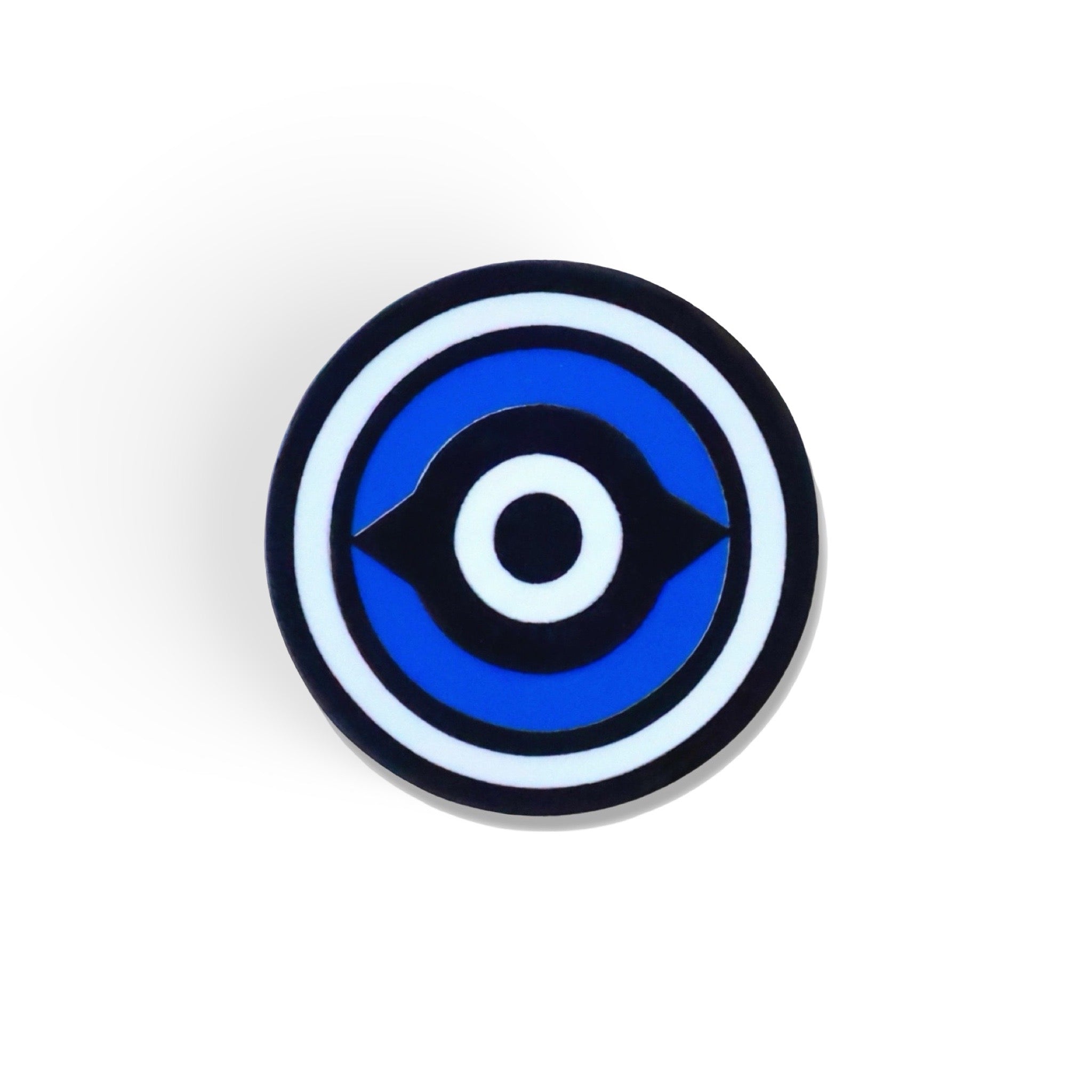 Fore Eye magnetic double-sided ball marker with bold blue and black concentric design by Caddy Collective Culture