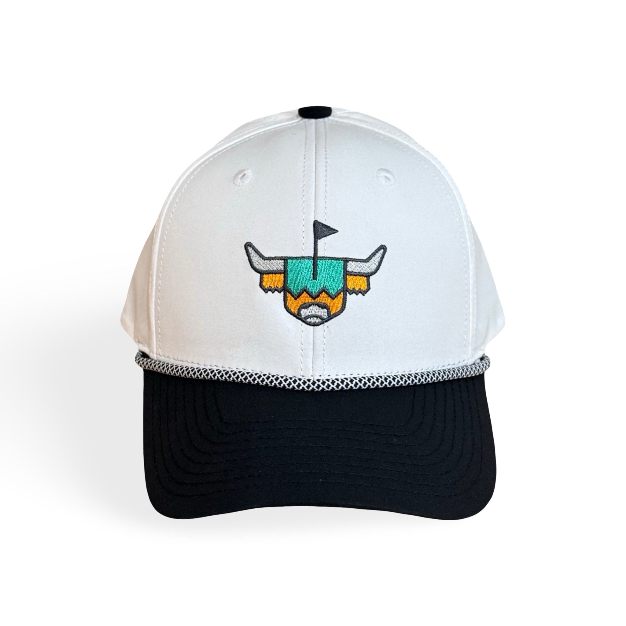 Highlands Classic two-tone rope hat with embroidered Looper logo and black brim by Caddy Collective Culture