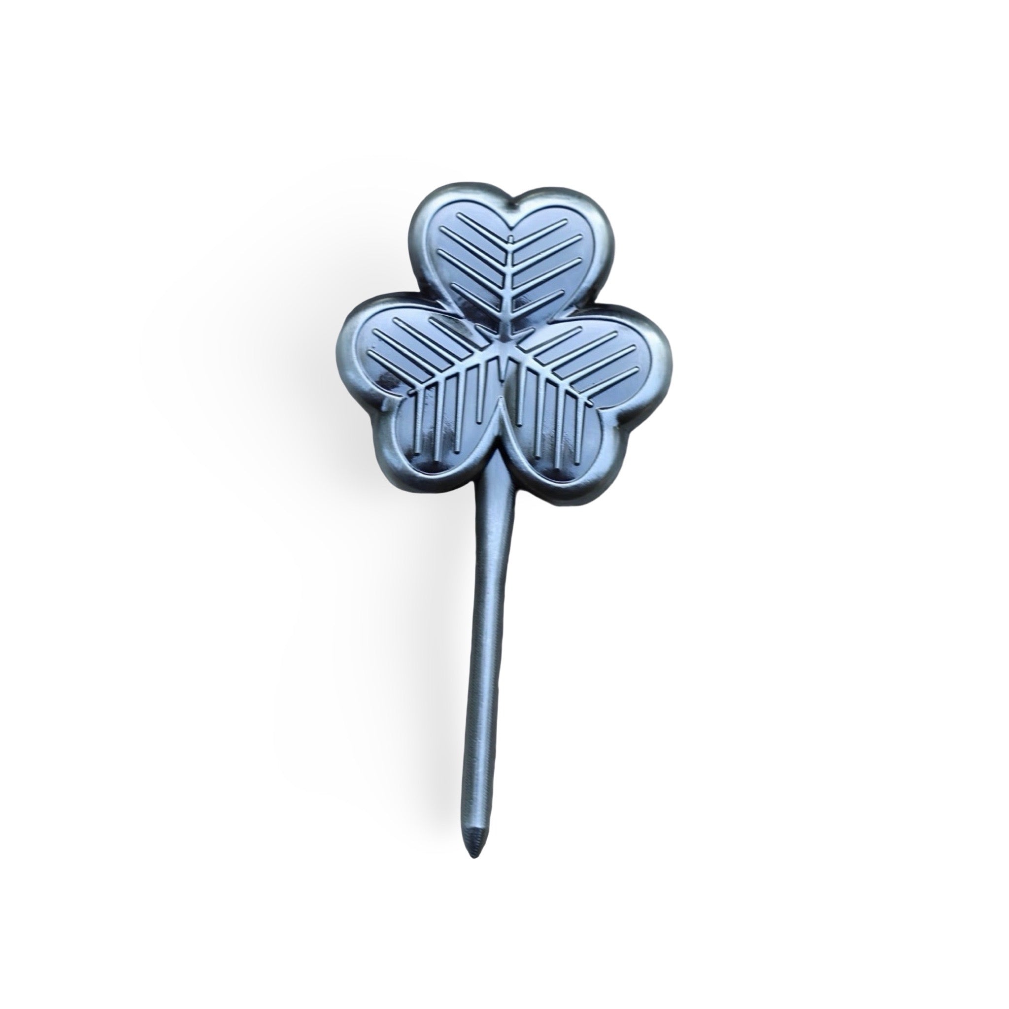 Legacy Clover single prong divot tool with brushed metal finish and clover-inspired design by Caddy Collective Culture