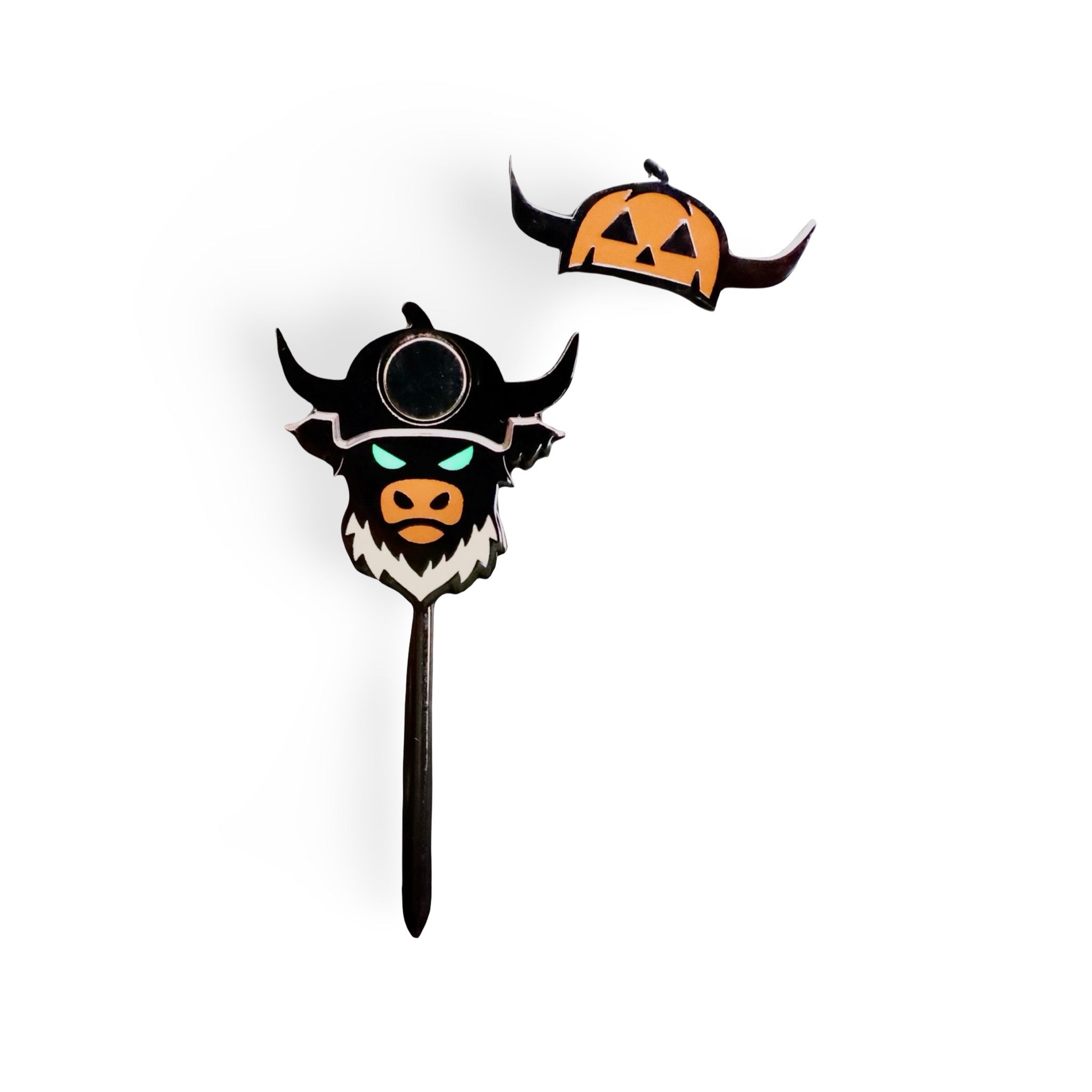 Looper After Dark divot tool and ball marker combo with black metal finish and glowing Looper design by Caddy Collective Culture