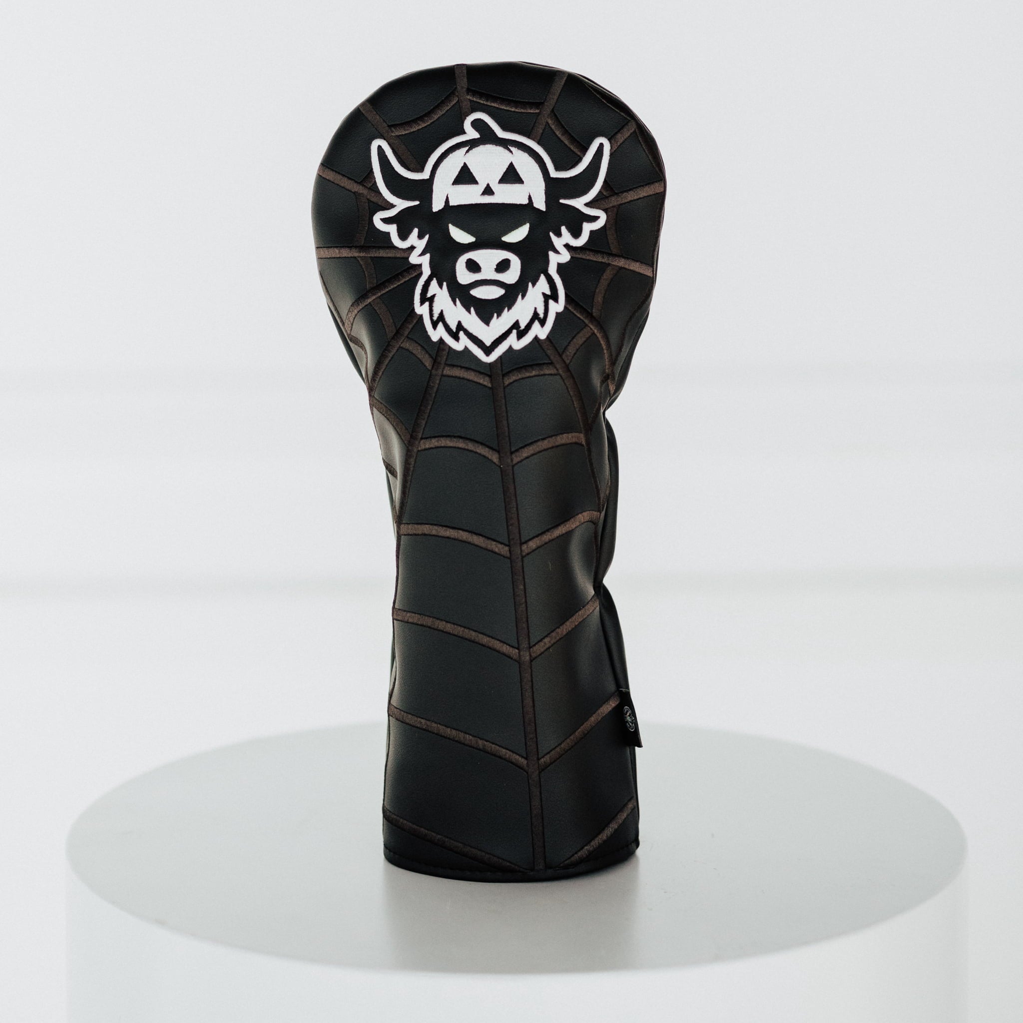 Looper After Dark driver headcover on white background showing pumpkin Looper embroidery”