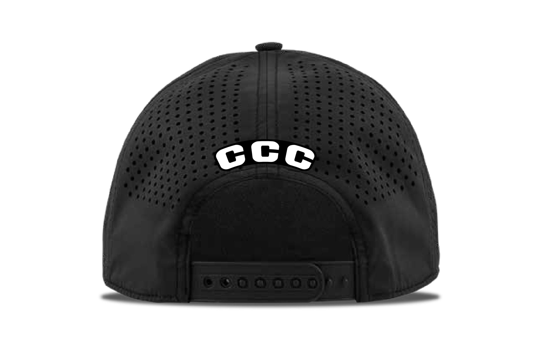 Back view of the Looper Rope Hat with perforated panels, snapback closure, and CCC branding.