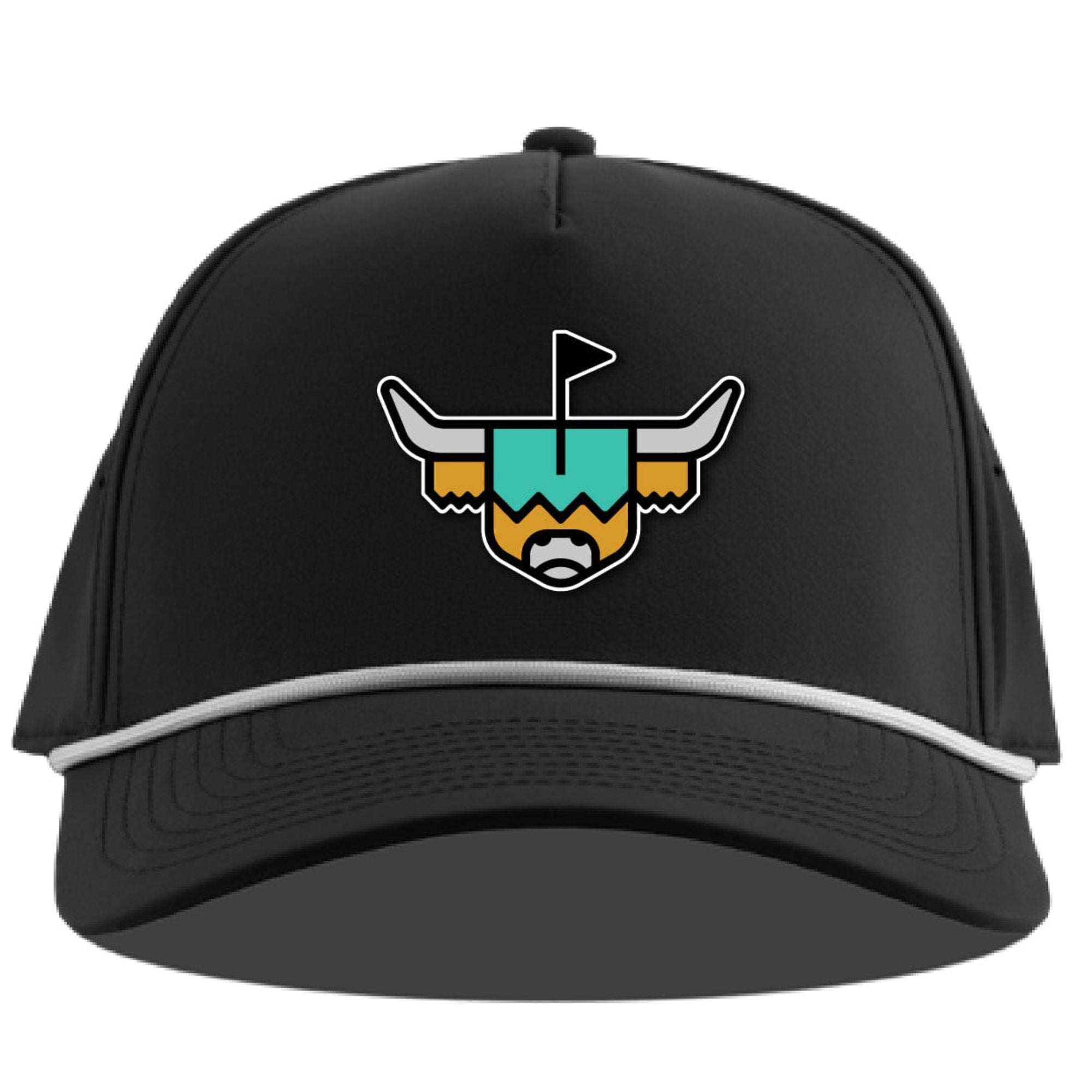 Front view of the Looper Rope Hat, black curved brim with CCC Looper logo and rope detail.