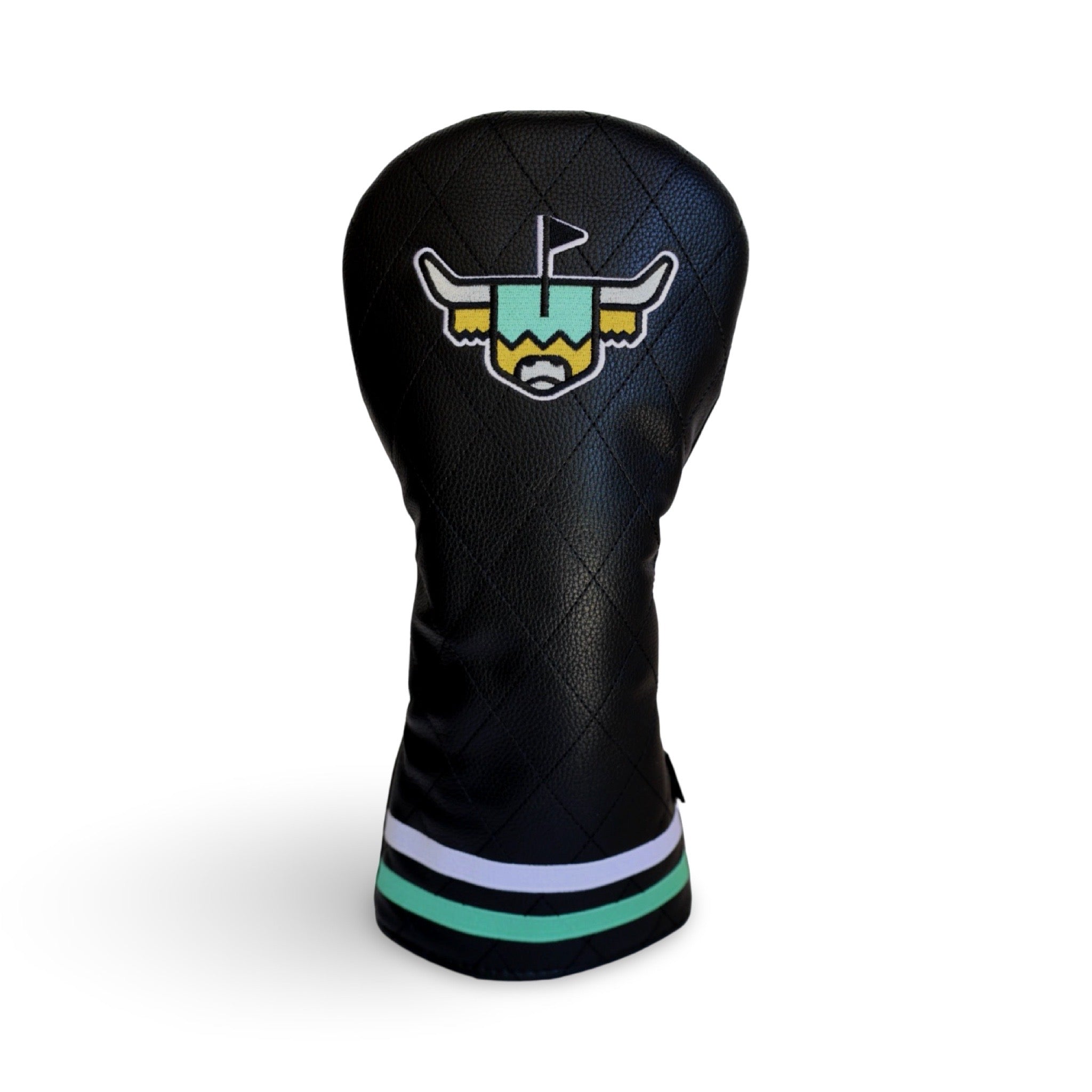 Quilted Heritage Leather Driver Headcover featuring black quilted leather construction, embroidered Looper logo, and premium golf club protection by Caddy Collective Culture.