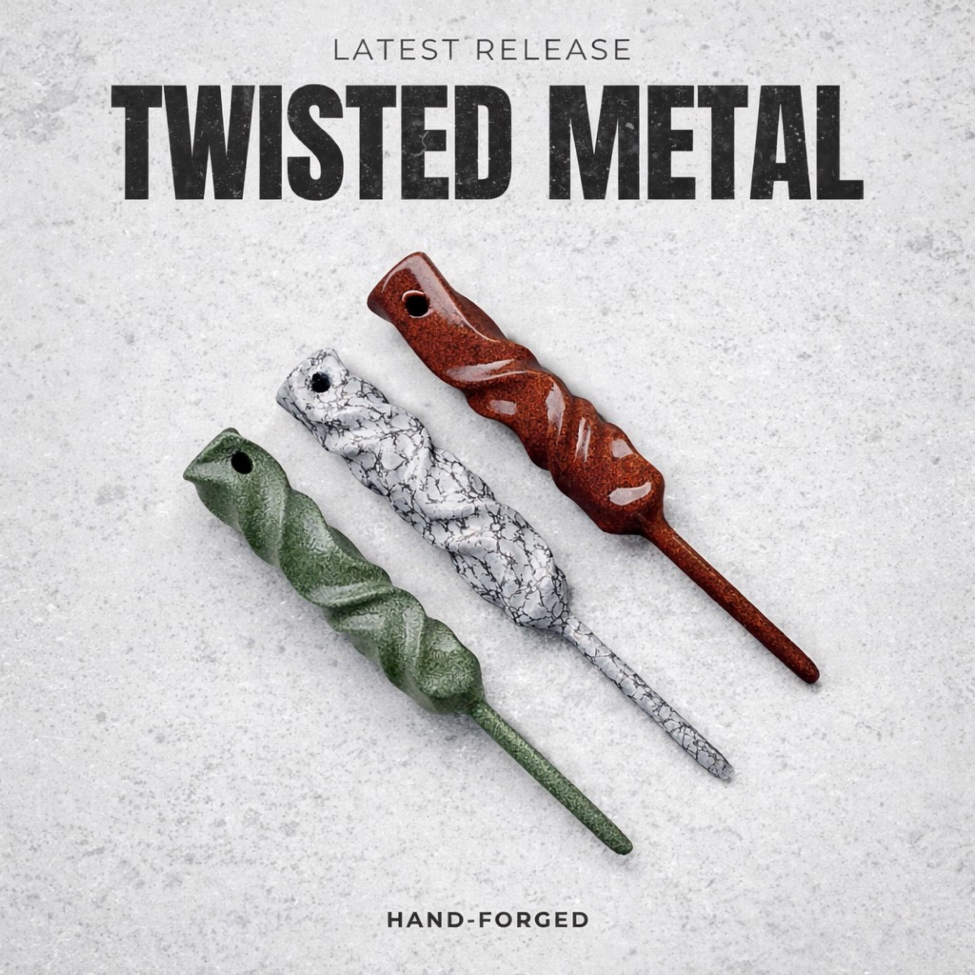 Hand-forged twisted metal divot tools in multiple styles with durable powder-coated finishes