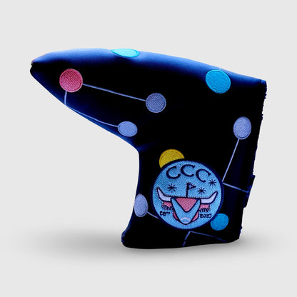 Atomic Era blade putter headcover by Caddy Collective Culture featuring mid-century dot pattern and Looper emblem.