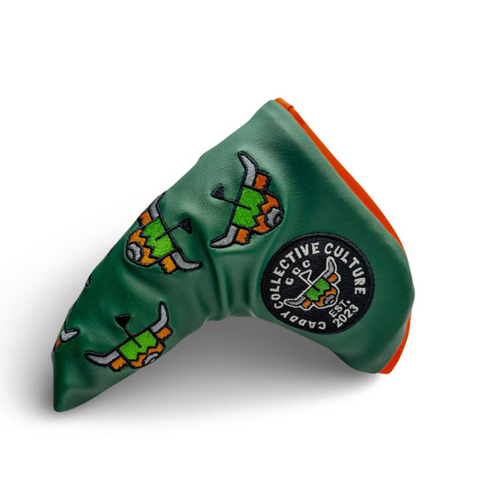 golf blade putter headcover with dancing logos on side magnetic closure 