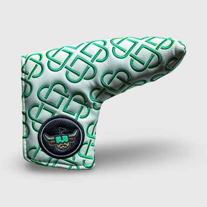 Magnetic white shamrock clover golf blade putter headcover head cover