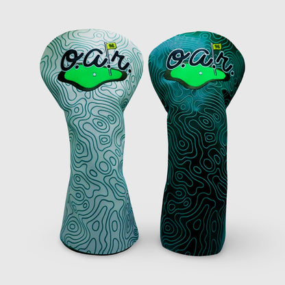 Dark green and white O.A.R. topographic driver headcover by Caddy Collective Culture