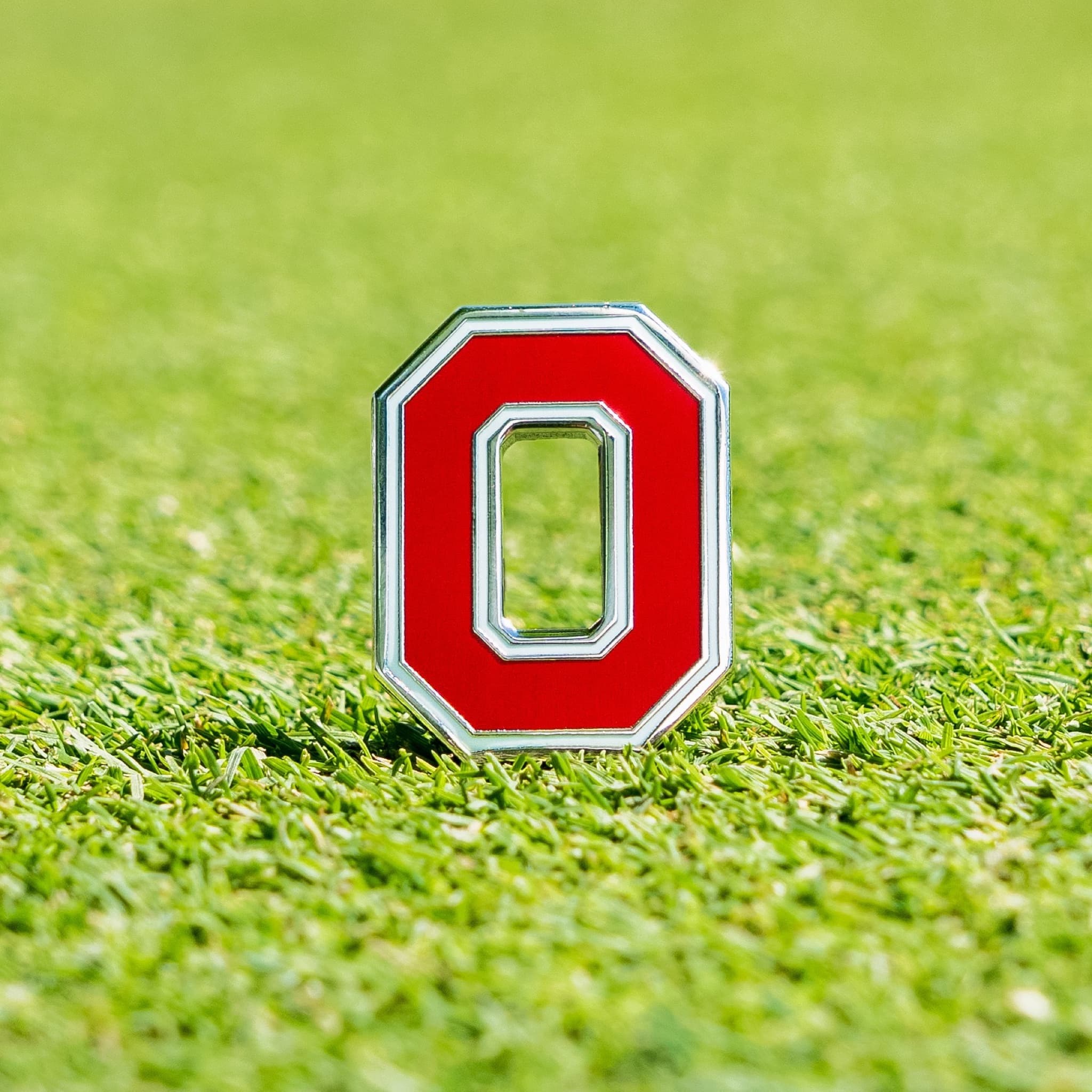 Ohio State Block O Ball Marker on Golf Green
