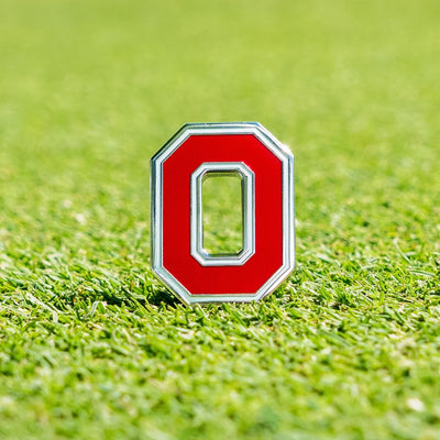 Ohio State Block O Ball Marker on Golf Green