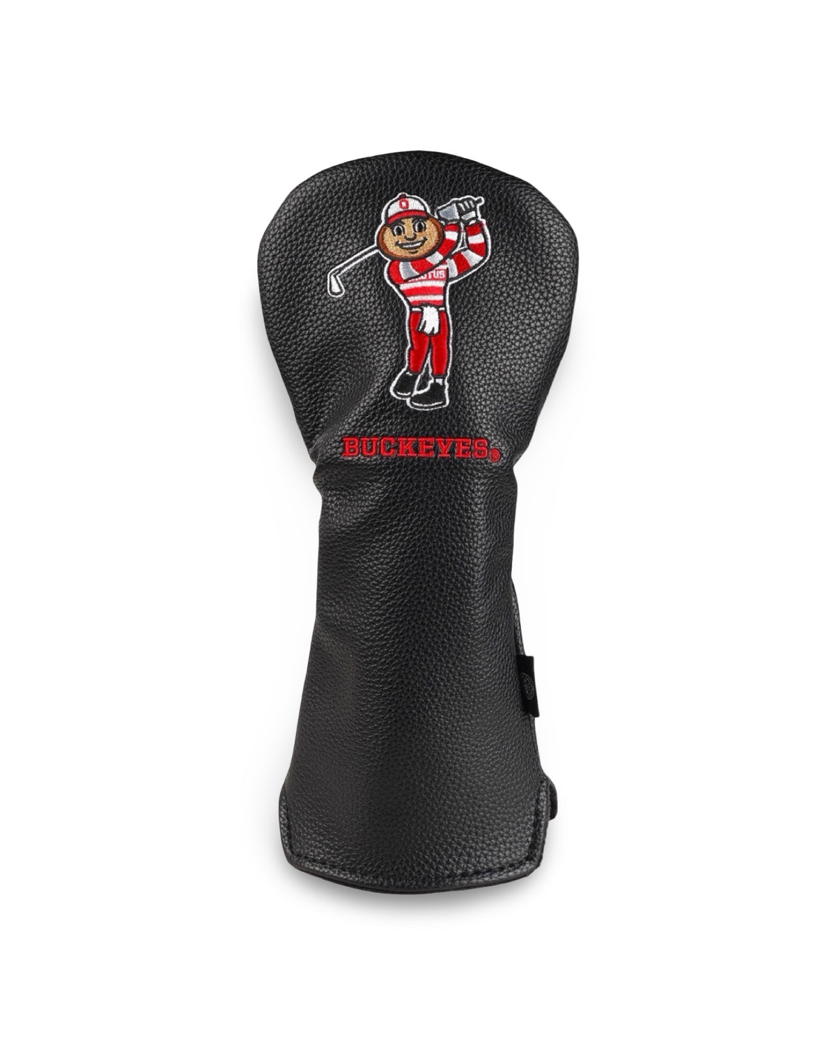 Black Brutus Clubhouse fairway headcover featuring embroidered golfing Brutus and Buckeyes lettering.