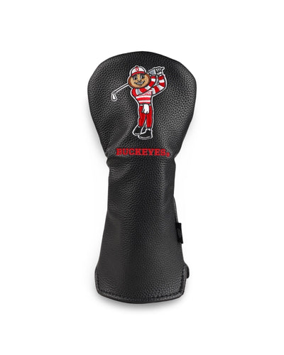 Black Brutus Clubhouse fairway headcover featuring embroidered golfing Brutus and Buckeyes lettering.