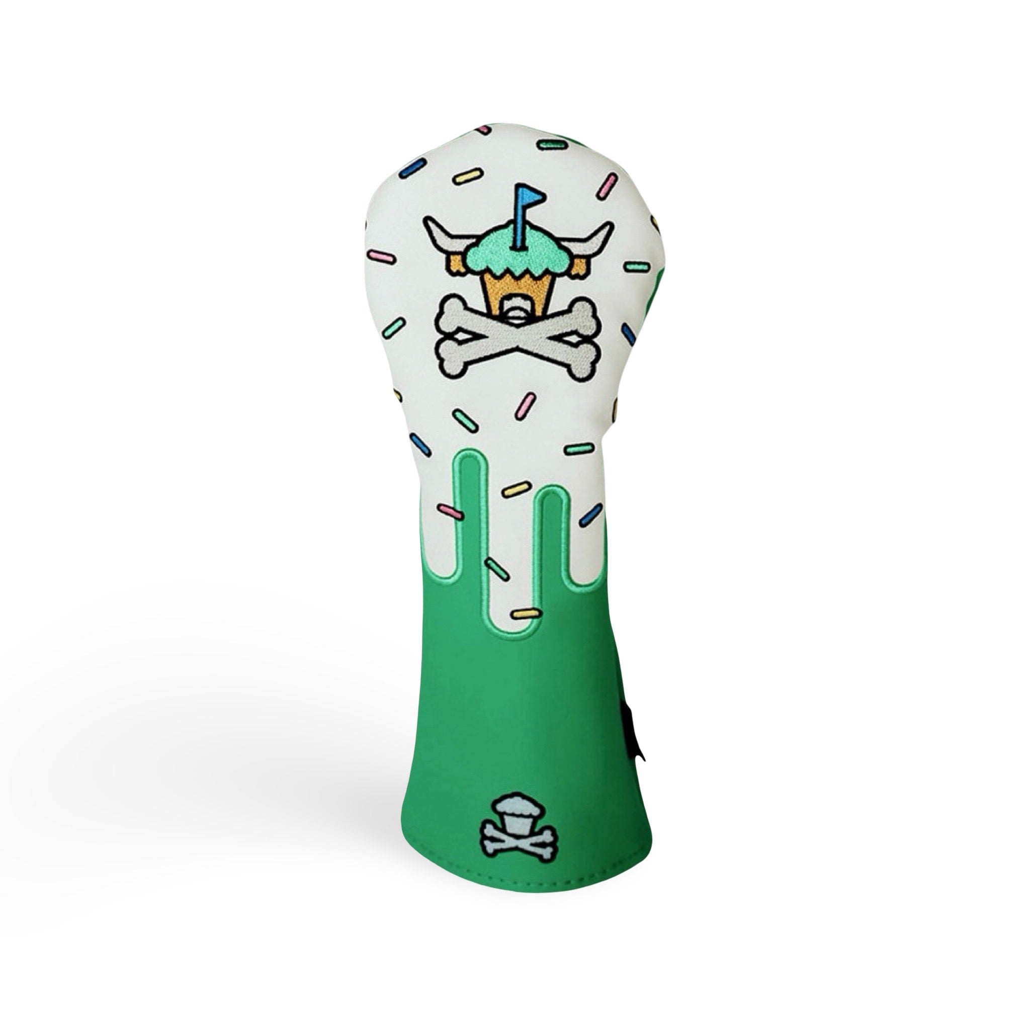 Confetti Looper hybrid headcover with sprinkle pattern and embroidered Looper cupcake logo by Caddy Collective Culture
