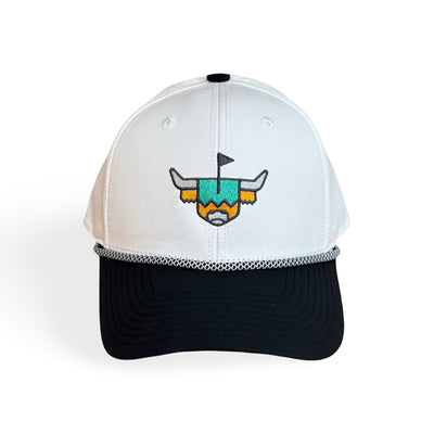 Highlands Classic two-tone rope hat with embroidered Looper logo and black brim by Caddy Collective Culture