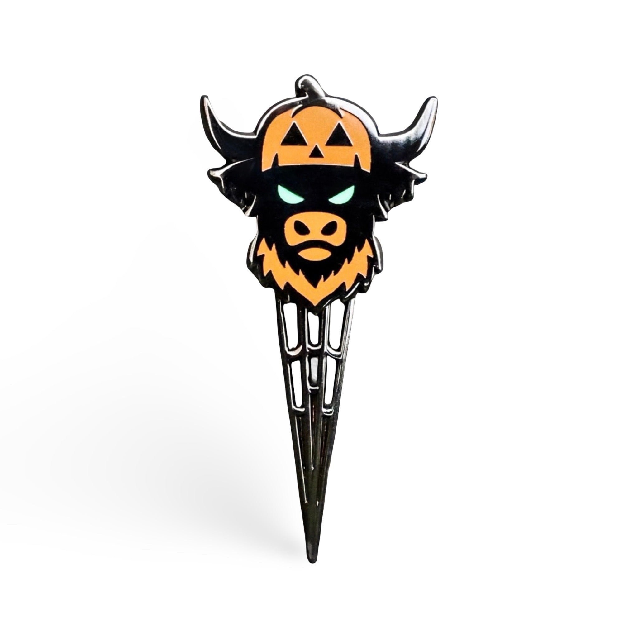 Looper After Dark single prong divot tool with black metal finish and jack-o’-lantern Looper design