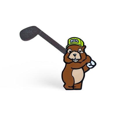 O.A.R. divot tool and ball marker combo featuring cartoon bear design and metal prong tool