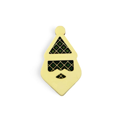 Santa Silhouette ball marker with gold finish and geometric enamel detailing by Caddy Collective Culture