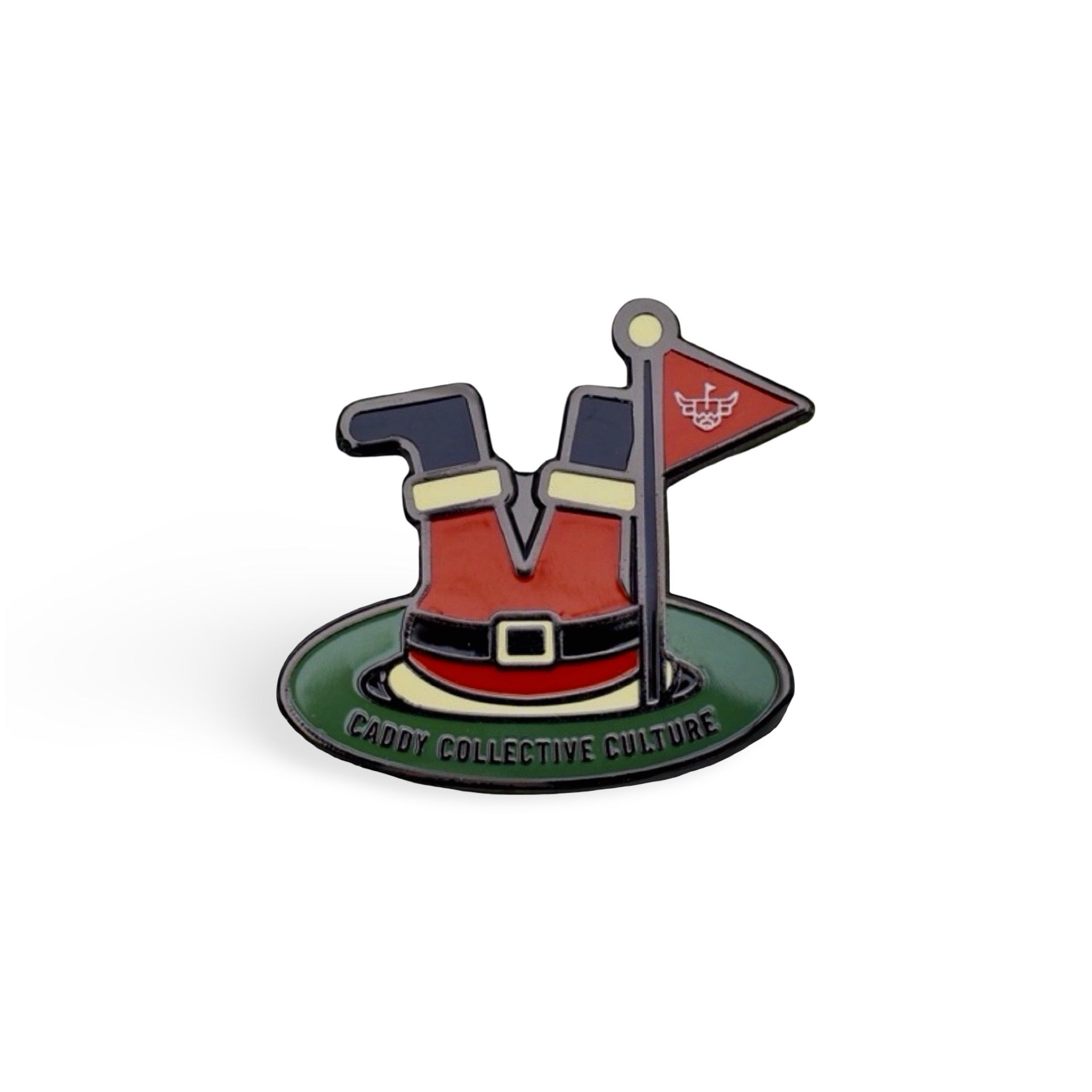 Santa’s Soft Landing ball marker with festive enamel design and Caddy Collective Culture branding