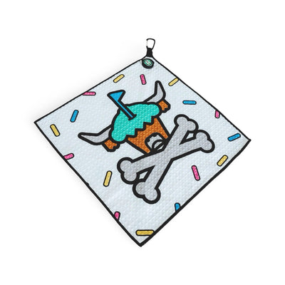 Street Frost golf towel with cupcake Looper skull design and sprinkle pattern by Caddy Collective Culture
