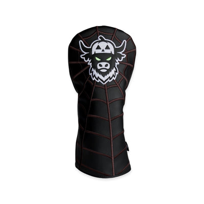 The Looper After Dark driver headcover with black leather, stitched web pattern, and embroidered Looper logo