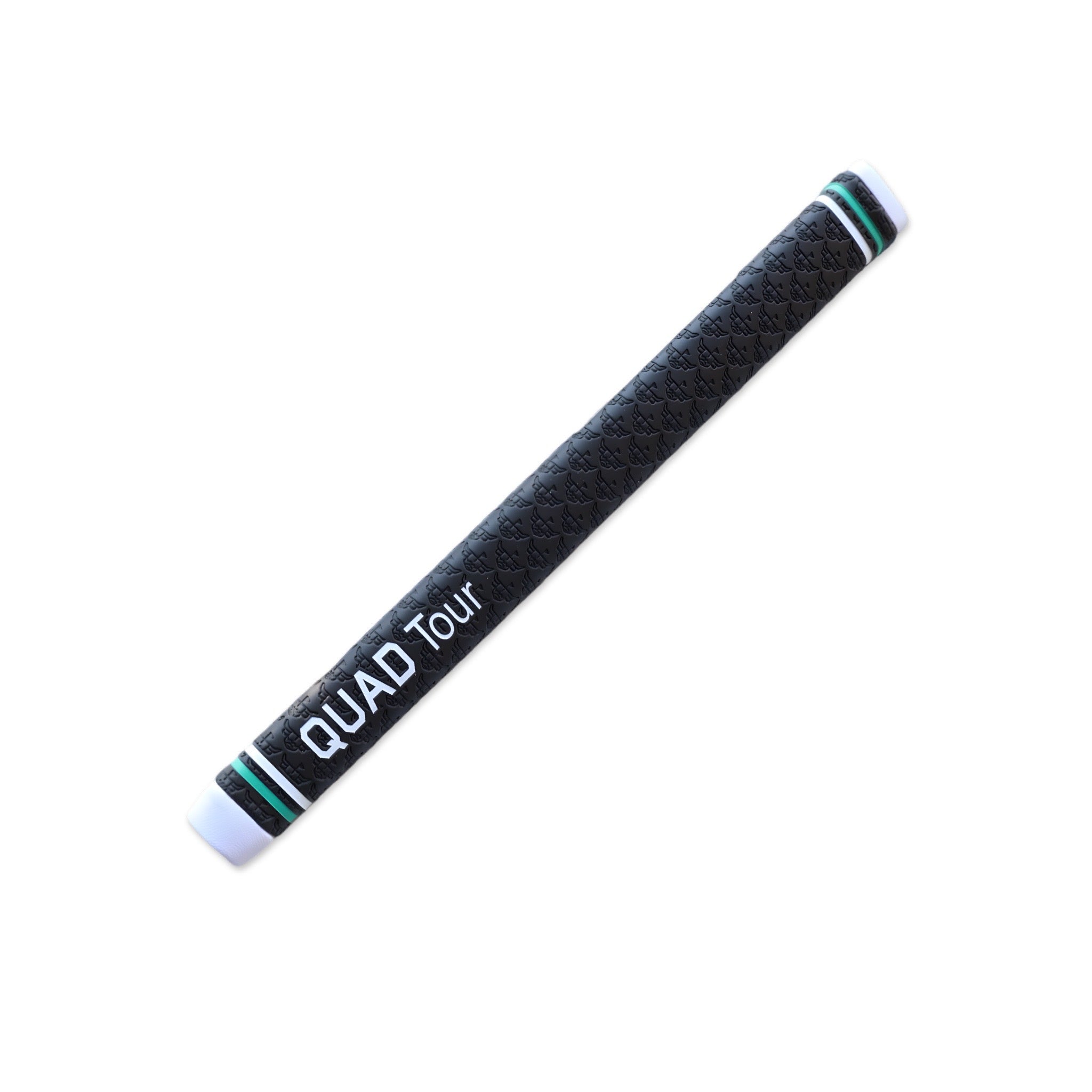 CCC x Garsen Quad Tour putter grip angled view showing flat front design and black embossed Looper pattern