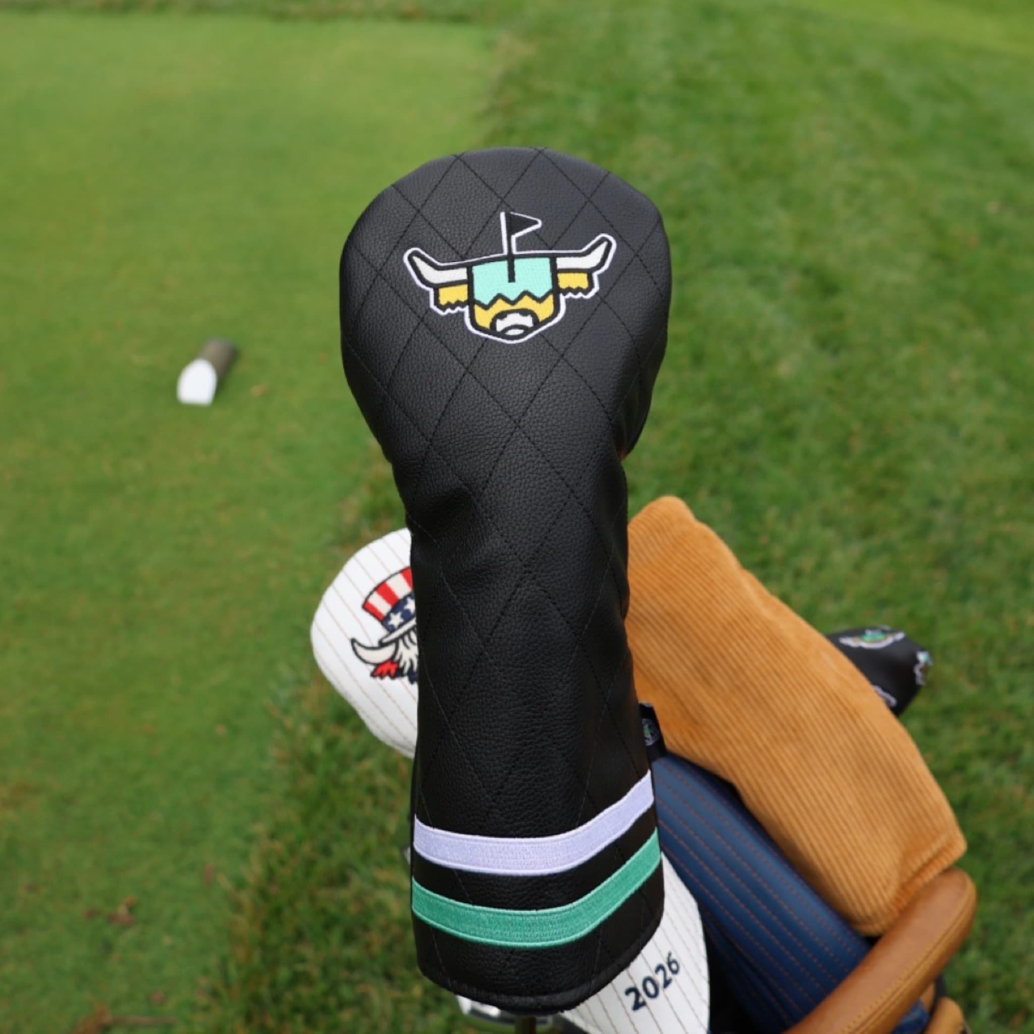 Quilted leather black driver headcover by Caddy Collective Culture 