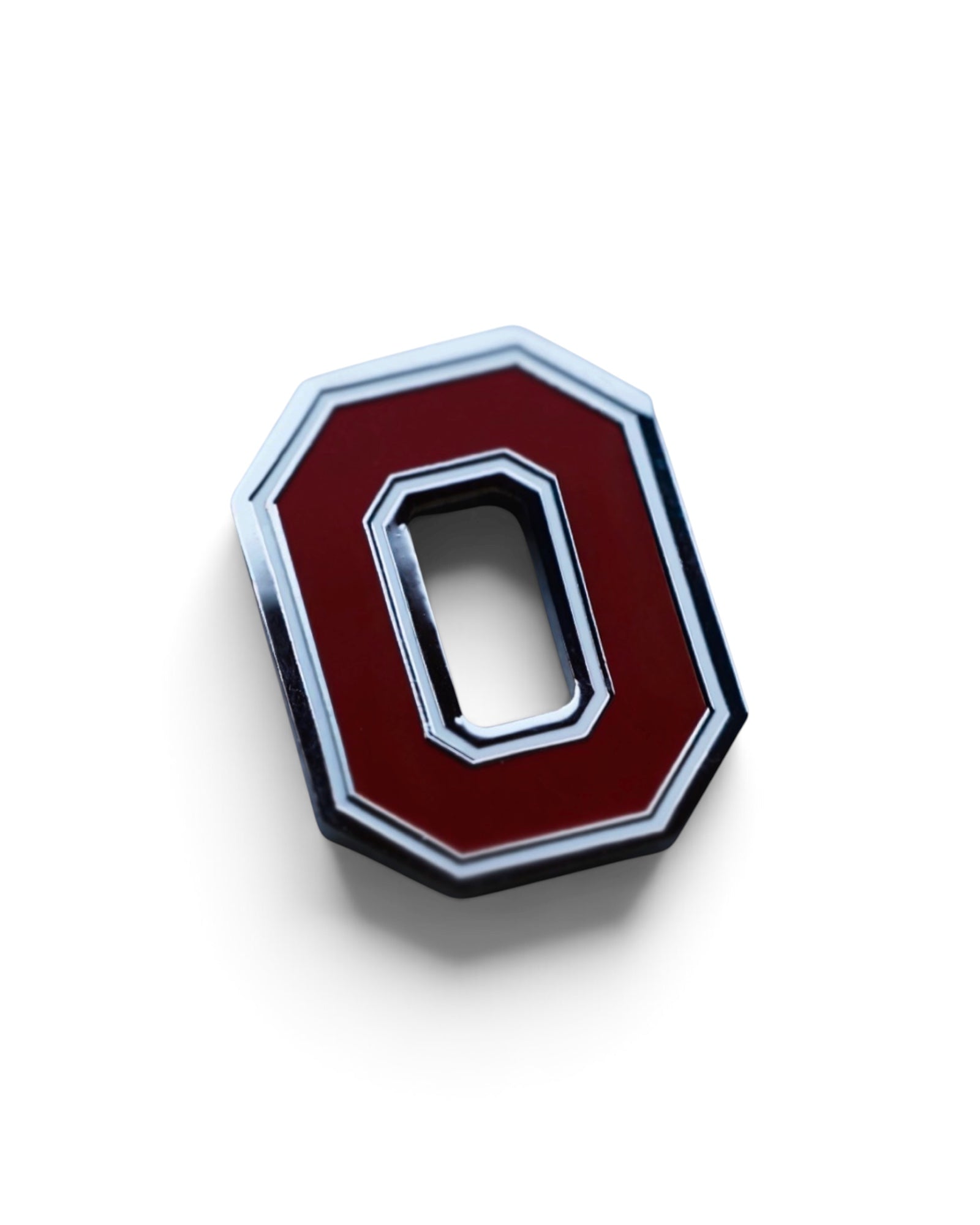 Officially licensed Ohio State Block O golf ball marker in scarlet, black and silver