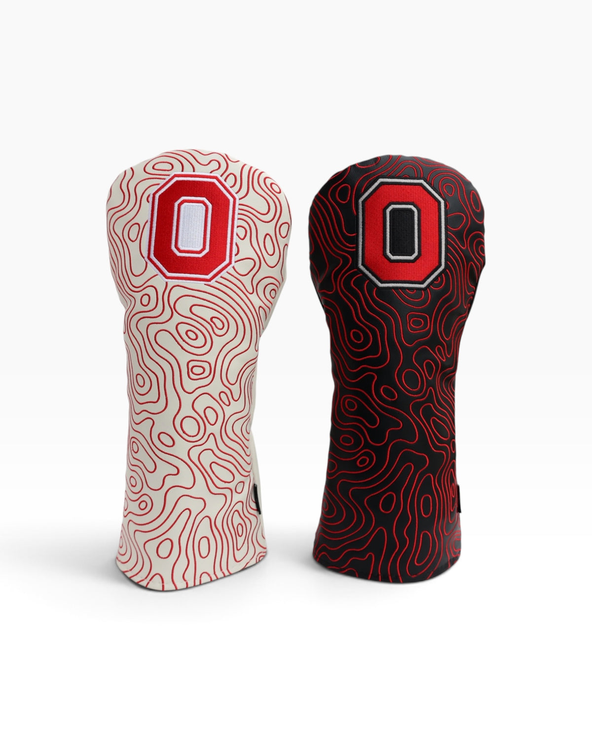 Ohio State Block O topography driver headcovers in black and cream colorways