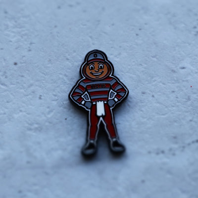 Angled view of Ohio State Brutus full-body ball marker showing detail