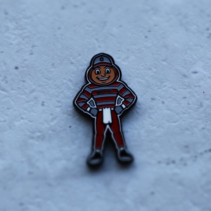 Angled view of Ohio State Brutus full-body ball marker showing detail