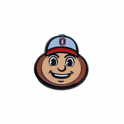 Official Ohio State Brutus Head golf ball marker on white background