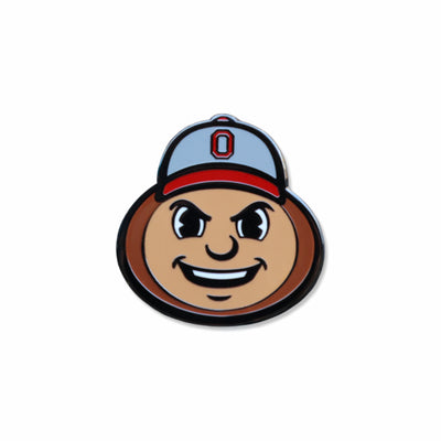 Official Ohio State Brutus Head Grit golf ball marker on white background