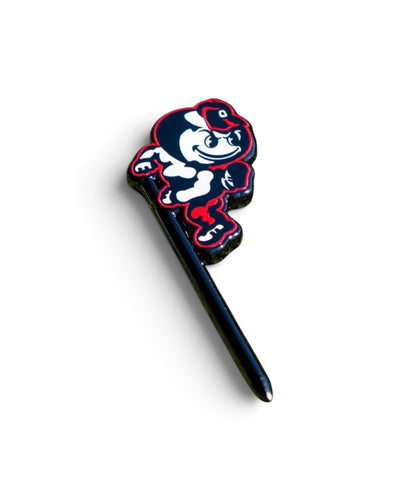 Officially licensed Ohio State Brutus Buckeye single-prong golf divot tool in scarlet, white and black