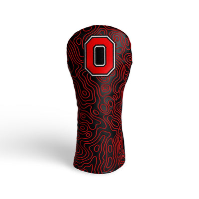 Ohio State Buckeyes Block O topography driver headcover in black with embroidered Block O logo