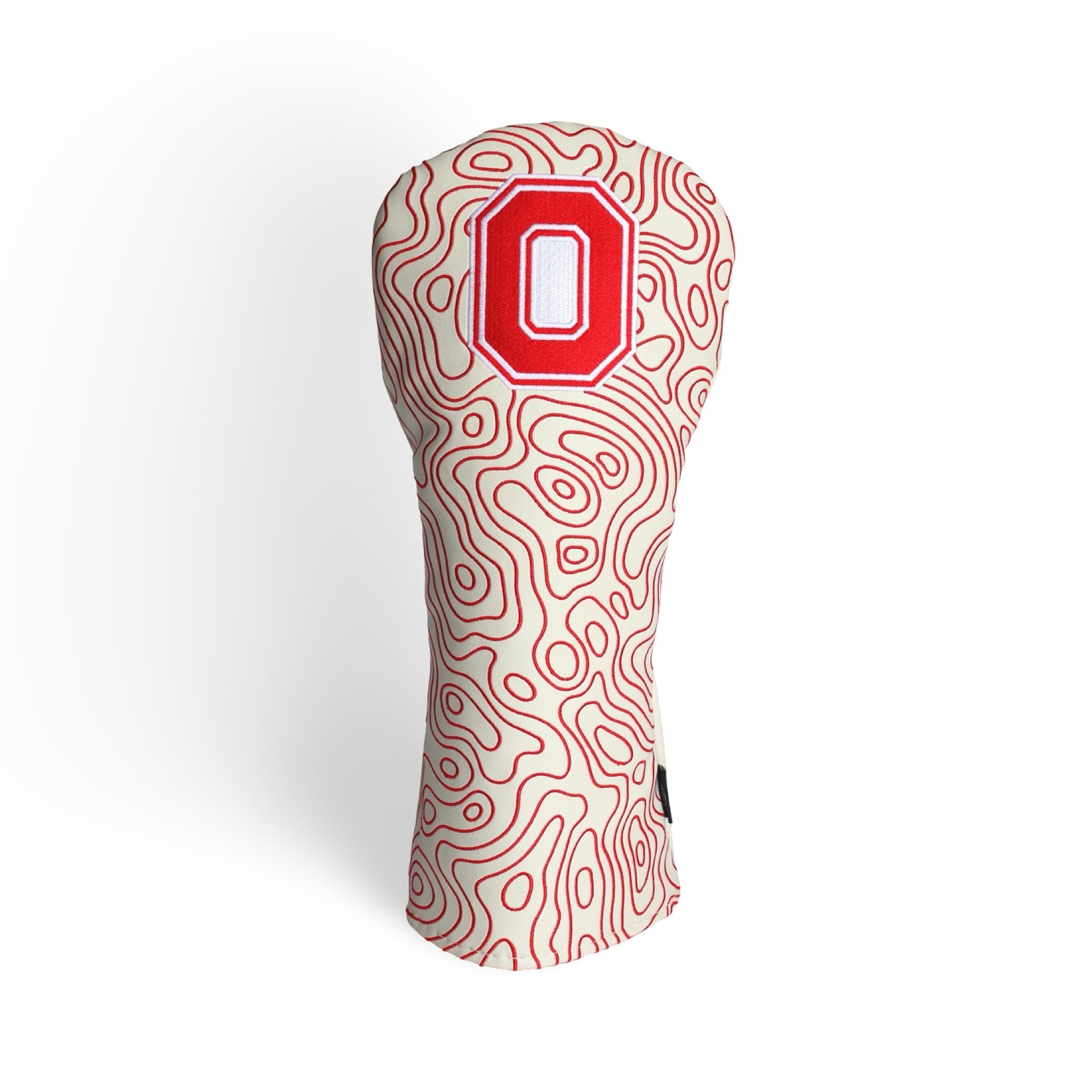 Ohio State Buckeyes Block O topography driver headcover in white with embroidered Block O logo