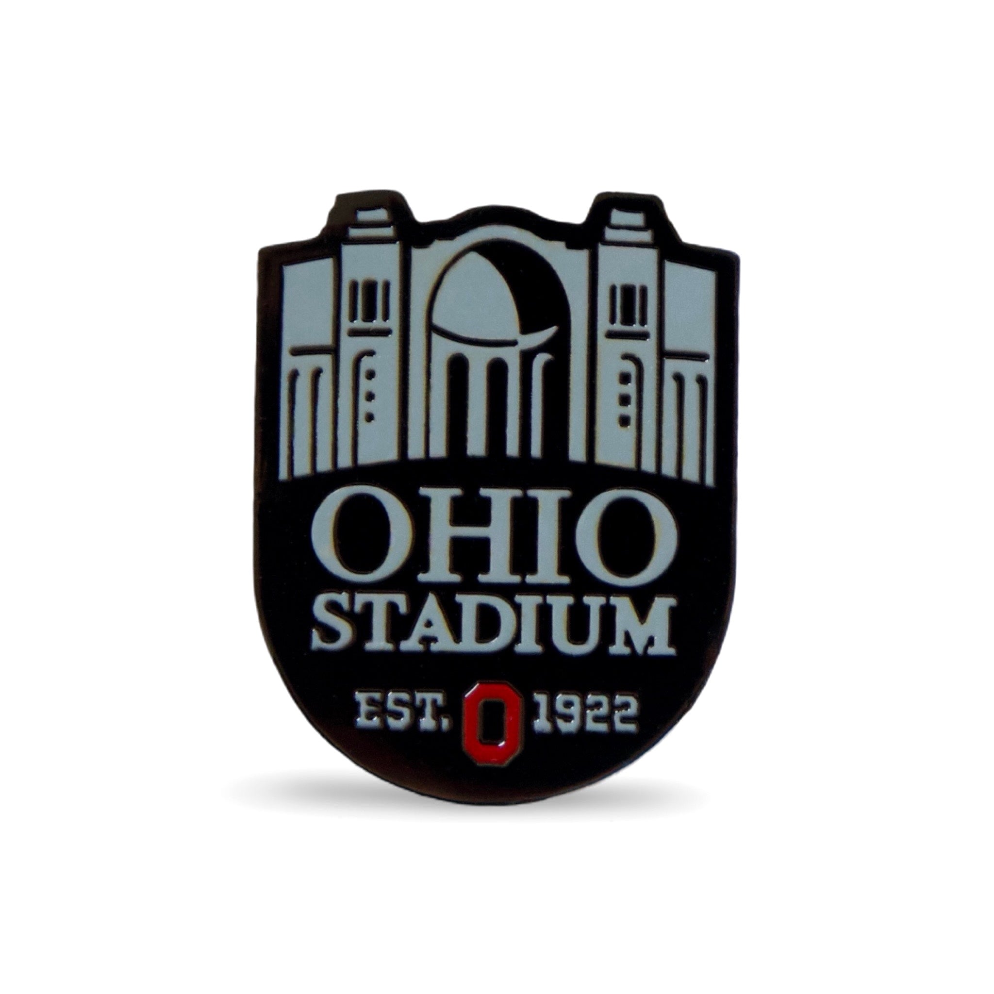 Ohio State THE Horseshoe Ball Marker featuring Ohio Stadium shield design with EST. 1922 and Block O in premium metal finish
