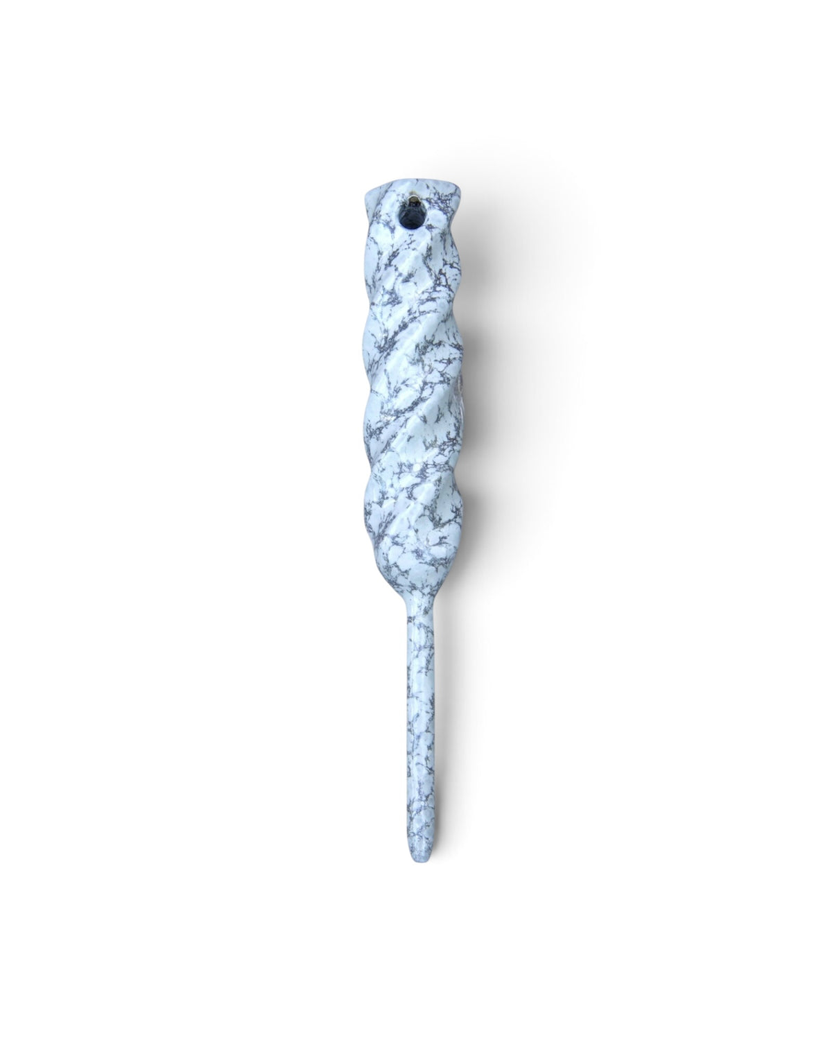 Palleon White twisted metal single prong golf divot tool with marbled finish