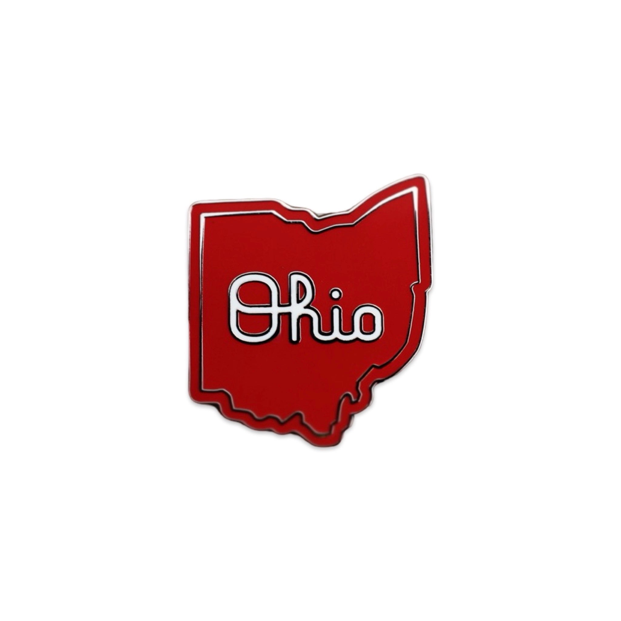Script Ohio golf ball markers grouped together on stone surface in red enamel magnetic design
