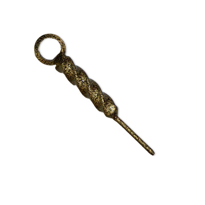 Twisted Coil golf divot tool featuring a hand-forged spiral steel body with antique brass finish.